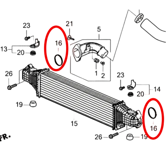 Honda OEM Intercooler O-Ring Gasket (Honda PN 19716-66V-A01)