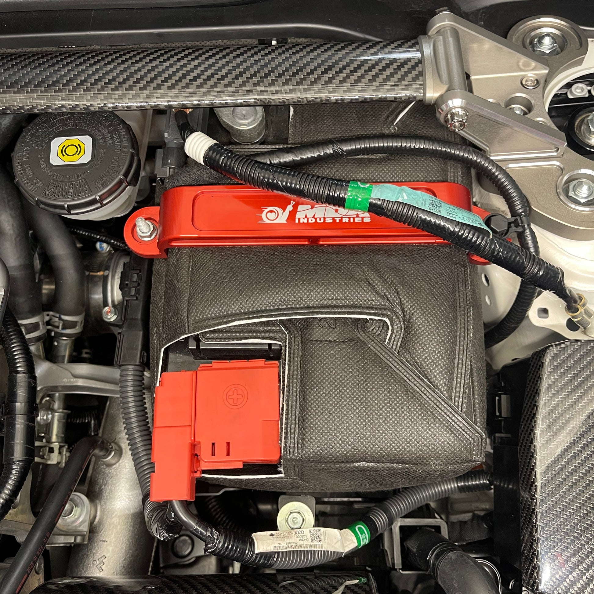 MDR Industries Billet Battery Tie Down Anodized Red Honda Civic Type R FL5