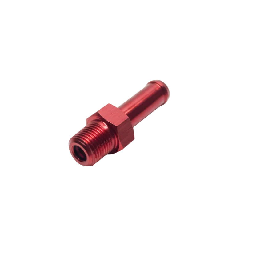 Aluminum Adapter Fitting - 1/8"NPT to 0.3125"OD (5/16") Barb Anodized Red