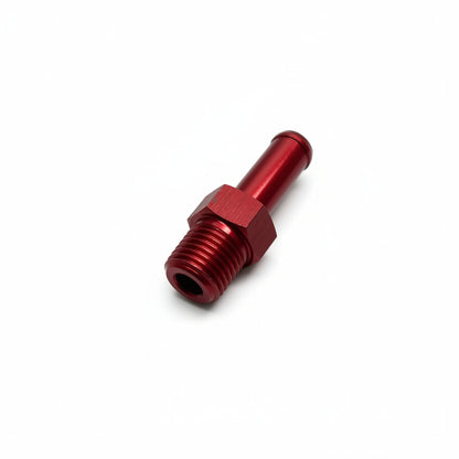 Aluminum Adapter Fitting - 1/4"NPT to 0.375"OD Barb Anodized Red