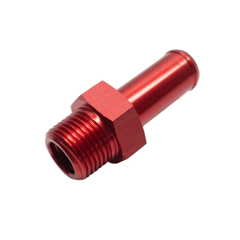 Aluminum Adapter Fitting - 3/8"NPT to 0.50"OD Barb Anodized Red